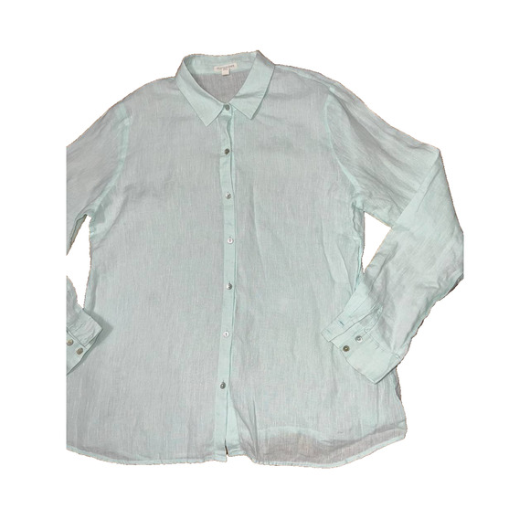 EILEEN FISHER Women Handkerchief Button Organic Linen Classic Collar Shirt M - Picture 6 of 10